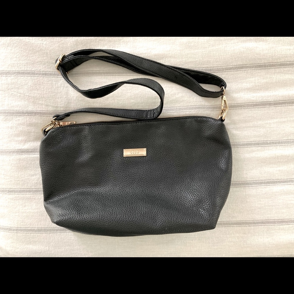 Black and gold cross body bag